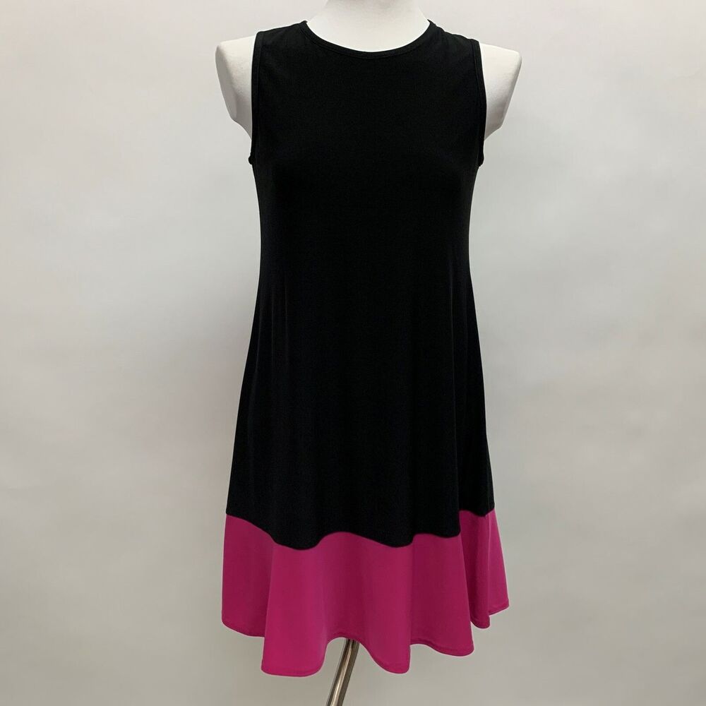 Tiana B New York Women's Shift Dress Size 6 Black Pink Multicolor Sleeveless